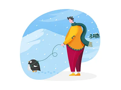 4 seasons autumn bird birds character design fall flamingo flat design grain illustration man penguin seasons spring stork summer swallow vector winter