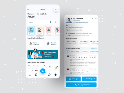 Medihelp | All Medical Solution in One Platform. anupdeb best shots coronavirus doctor app freelance designer live chat medical medihepl minimal app minimal app design minimalist mobile modern popular shot product design typography ui ux video call