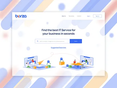 Creative Homepage Design design graphic design illustration it service landing page logo search bar software company ui uiux user interface ux web application design web design