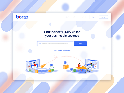 Creative Homepage Design design graphic design illustration it service landing page logo search bar software company ui uiux user interface ux web application design web design