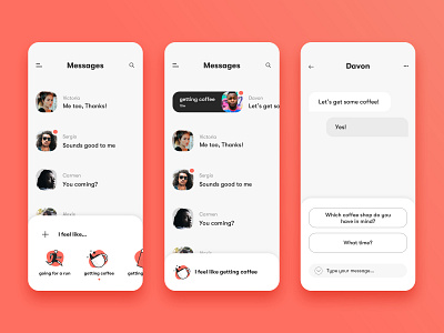 Quick Tap Messenger application chat chat app clean concept contact design illustration message messenger minimal mobile mobile ui product design status ui uidesign ux