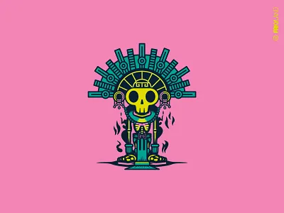 MICTLANTECUHTLI aztec character color design drawing freaky graphic graphicdesign illustration illustrator skull