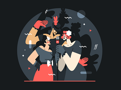Sing, sing, sing 🎵 1930 flat illustration jazz retro singer vector vintage woman