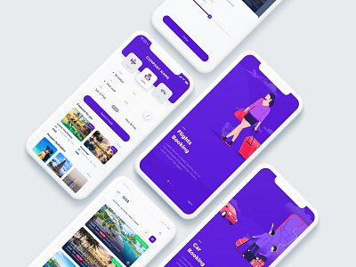 Book a Flight, Hotel and Car : Mobile Application blue book branding car app car booking clean creative flat flight flight app hotel booking hotels room booking ui design uiux ux design