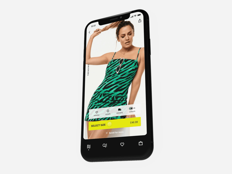 Example of River Island App: Add to Bag
