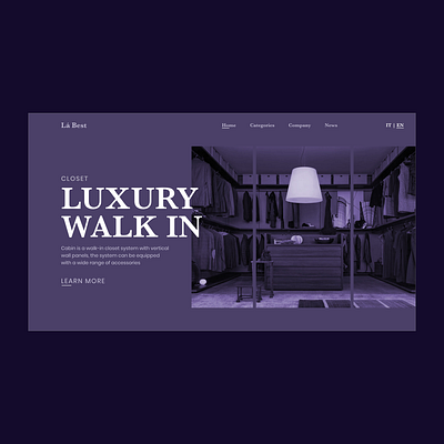 Luxury walk-in closet website concept branding design purple web