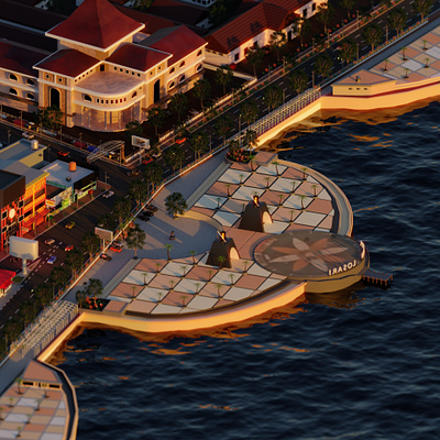 Losari Beach 3d 3d art 3d artist 3drender 3drendering blender blender 3d blender artist blender3d blender3dart blendercycles building city indonesia indonesia designer isometric isometric art isometric design lowpoly makassar