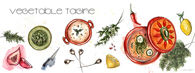 Vegetable Tagine foodillustration restaurant tagine traditional illustration vegetables watercolour