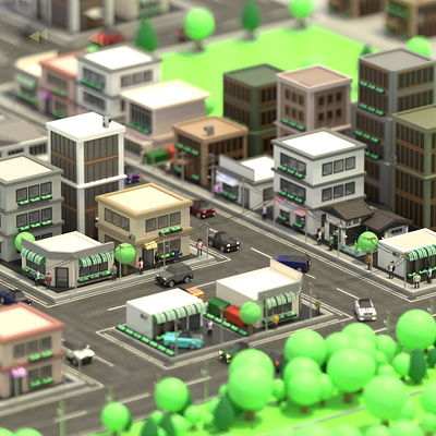 Little City 2 3d 3d art 3d artist 3drender 3drendering blender blender 3d blender3d blender3dart blendercycles building cartoon city indonesia designer isometric design lowpoly lowpolyart