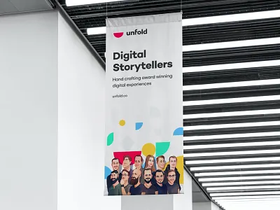 Digital Storytellers ad add advertising agency baner branding collaboration craft design digital design digital services flag hand crafted illustrations team unfold web design