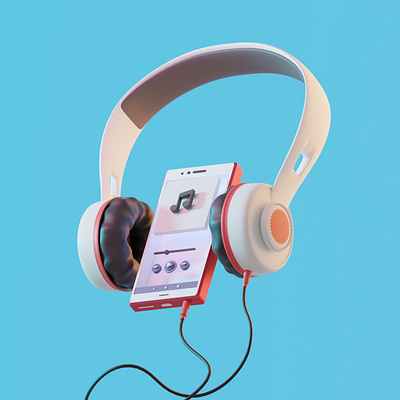 Music is Everything 3d 3d art 3d artist 3drender 3drendering blender blender 3d blender3d blender3dart blendercycles blue headphone indonesia designer lowpoly lowpolyart music phone