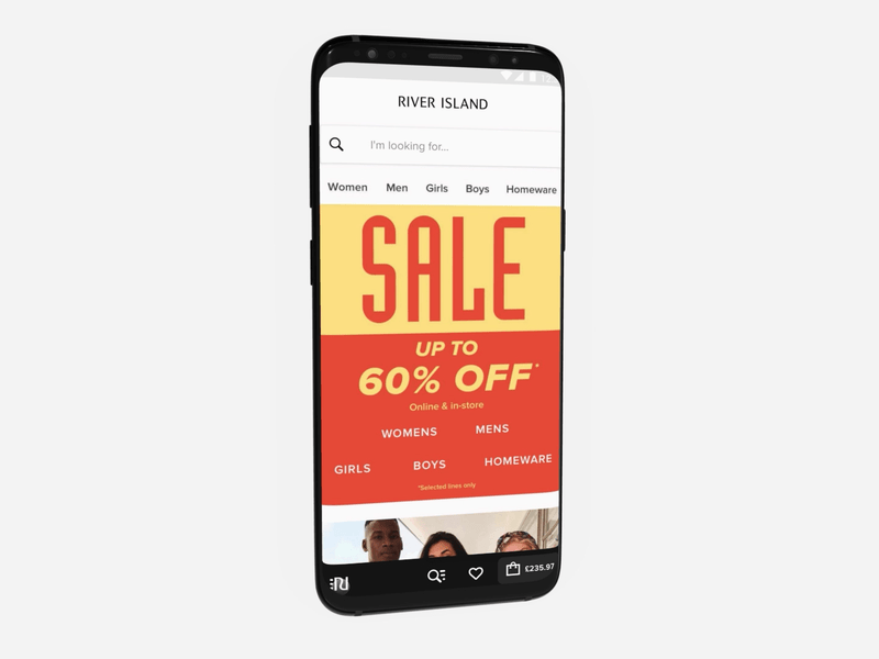 Example of River Island App: Android Nav