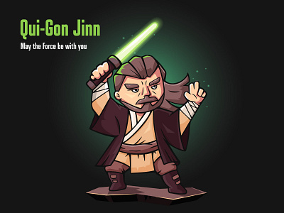 May the 4th be with you - Qui-Gon Jinn adobe illustrator character design fanart flat illustraion illustration postcard qui gon jinn space star wars star wars day starwars vector