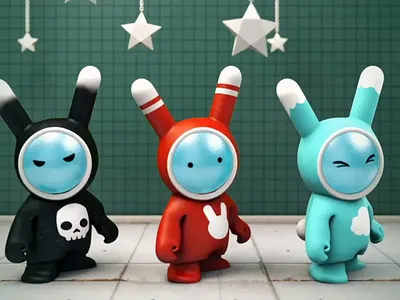 PJ Space Rabbit dance party 3danimation animation characteranimation characterdesign cinema4d loopable motiondesign motiongraphics spacerabbit spacerabbitstudio