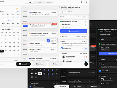 Calendar Concept Application (iPad) app application behance calendar calendar app concept dark dark app dark ui design event ipad ipad app ipad pro iphone layout platform sketch ui