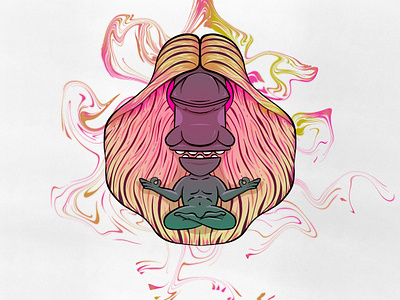 Think Pink alien colour hippie illustration meditation moster pink