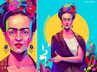 Unibrow character design editorial illustration freelance illustrator frida frida khalo illustration illustrator procreate samji illustrator