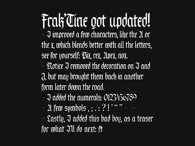 FrakTine Typeface WIP blackletter blackletters branding editorial design font font design fraktur graphicdesign identity print type typeface typeface design typography visualidentity