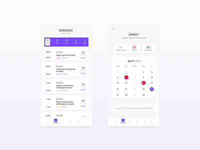 Academic Schedule Screen academics college figma interface purple schedule schedule app schedule screen school school app schools student students app time time management time table ui user experience ux ui