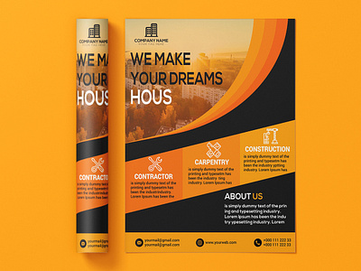 Construction Flyer advert architecture art branding builder building business company construction ad template construction company poster construction poster design contractor flyers corporate creative design engineering equipment flyer flyer design general construction flyer