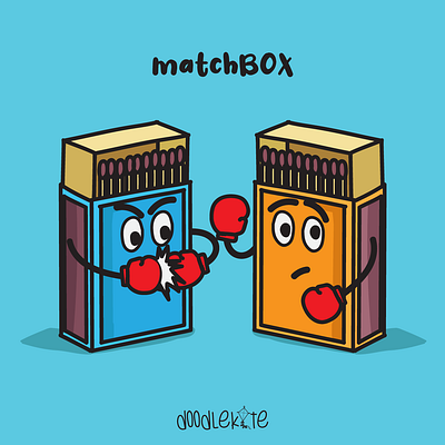 MATCH BOX adobe boxing design doodlekite flat illustration illustrator matchbox vector warmcolors wordplay words