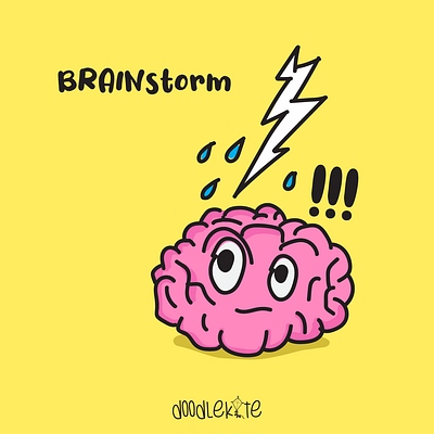 BRAIN STORM adobe brain brain logo brainnstorming brainstorm design doodlekite flat illustration illustrator minimal pink storm vector warmcolors