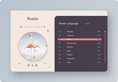 DailyUI #009 - Music Player 009 album album art album cover clean dailyui dailyui 009 dailyui challenge flamingo minimal music music app music player music player app nature pink ui design uiux web