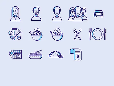 Dining Icons 1 car college dining food food and drink fork location mexican money pasta people people icons receipt spoon tacos tools university vegan vegetables vegetarian