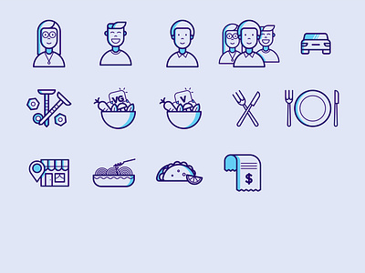 Dining Icons 1 car college dining food food and drink fork location mexican money pasta people people icons receipt spoon tacos tools university vegan vegetables vegetarian