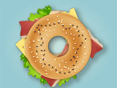 Bagel sandwish adobe ai artwork bagel design illustration learning morningroutine sandwish