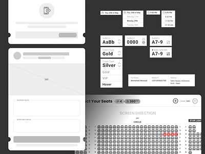 BookingWidget System booking calendar cinema clean events hotels minimal mobile modern seatmap seatplan simple transportation widget wireframe