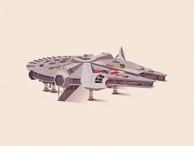 Mid Century Millennium Falcon art empire strikes back illustration mid century millennium falcon rogie king star wars
