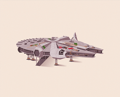 Mid Century Millennium Falcon art empire strikes back illustration mid century millennium falcon rogie king star wars