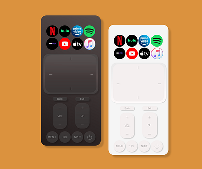 Universal Remote UI adobe adobexd app apple black design figma hbo hulu illustration netflix ui ux white youtube