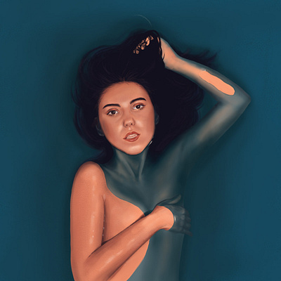 Underwater art digital painting digitalart female illustration portrait