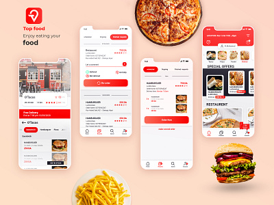 Toopfood | application design UI/UX application design application ui creative design delivery delivery app design food food and drink food app graphic design pizza restaurant app top ui design uidesign uiux user interface ux design