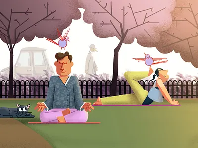 Who watches the bird watcher? bird illustration birds birdwatcher characterdesign designer drawing fauna flora graphicdesign illustration landscape outdoor plants