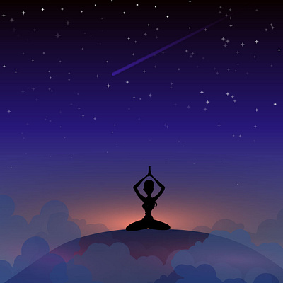 Night yoga animation design flat illustration minimal vector