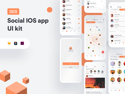 SOCIO Social iOS App Design adobe xd branding design figma flat ios ios app logo sketch social ui uidesign