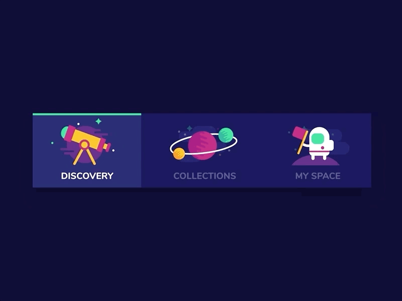 Space tab bar app astronaut icon illustration menu micro interaction navigation planets space tabbar ui uidesign