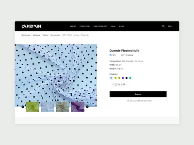 Web catalogue product page product page textile web catalogue