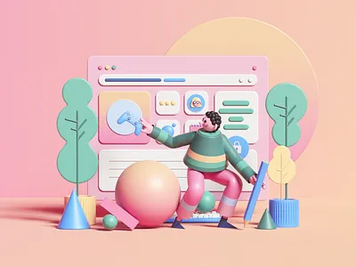 Under Construction 3d abstract app c4d cinema4d colors dashboard design geometric illustration octane octanerender petertarka photoshop render set ui uiux web website