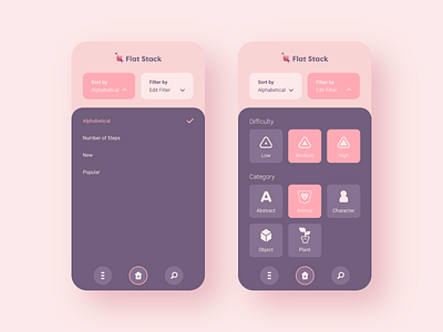 Flat Stack Filter app brand branding design flat interface pastel ui ux vector