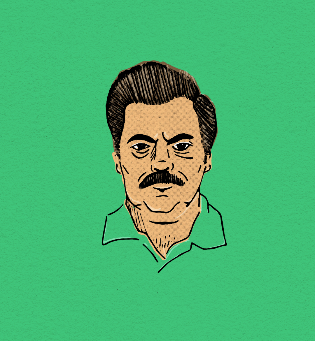 Ron Swanson illustration ipad mustache nick offerman parks and rec procreate ron swanson
