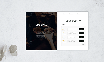 INCA Foods | Late night Specials branding clean design concept css grid flexbox fullscreen minimalism mobile design neumorphism responsive responsive design restaurant webdesign