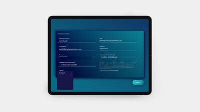 Create an account account app create new dark ui design ireland mobile ui onboarding profile ui web