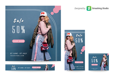 Free Fashion Web Banner Set ads advertising agency banners banners pack banners set clear design clothes creative flat free