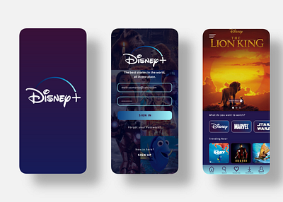 Disney+ Mbile App app app design application design designer illustration ui ux