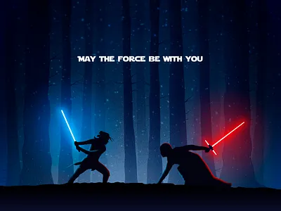 Star Wars - The Force Awakens blue design designer dribbble forests illustration illustrator jedi kylo ren lightsaber maythe4thbewithyou ray shot star wars the force awakens vector