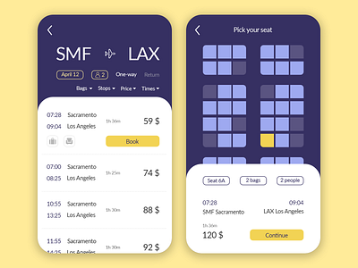 DailyUI 068 - Flight Search 068 booking app branding colorful daily 100 challenge dailyui dailyuichallenge flight flight app flight booking flight search interaction design mobile app reservation seat selection travel app ui design ux ui uxdesign